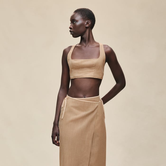 Marron Pain d'Épice Wool Canvas Bra