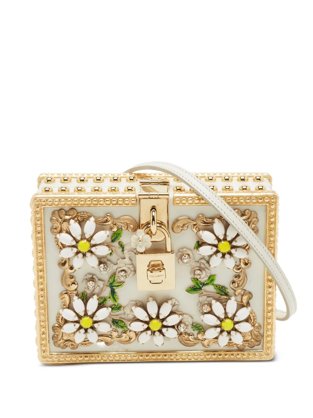 locket box floral-motif mini bag