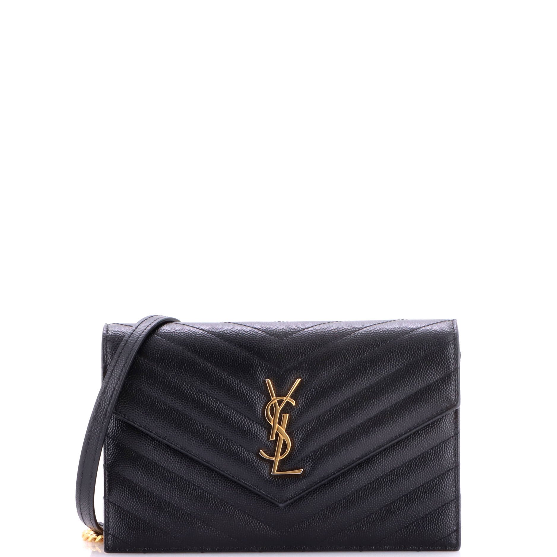 Classic Monogram Wallet on Chain Matelasse Chevron Leather Small