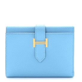 Hermes Epsom Tri-Fold Compact Bearn Wallet Celeste