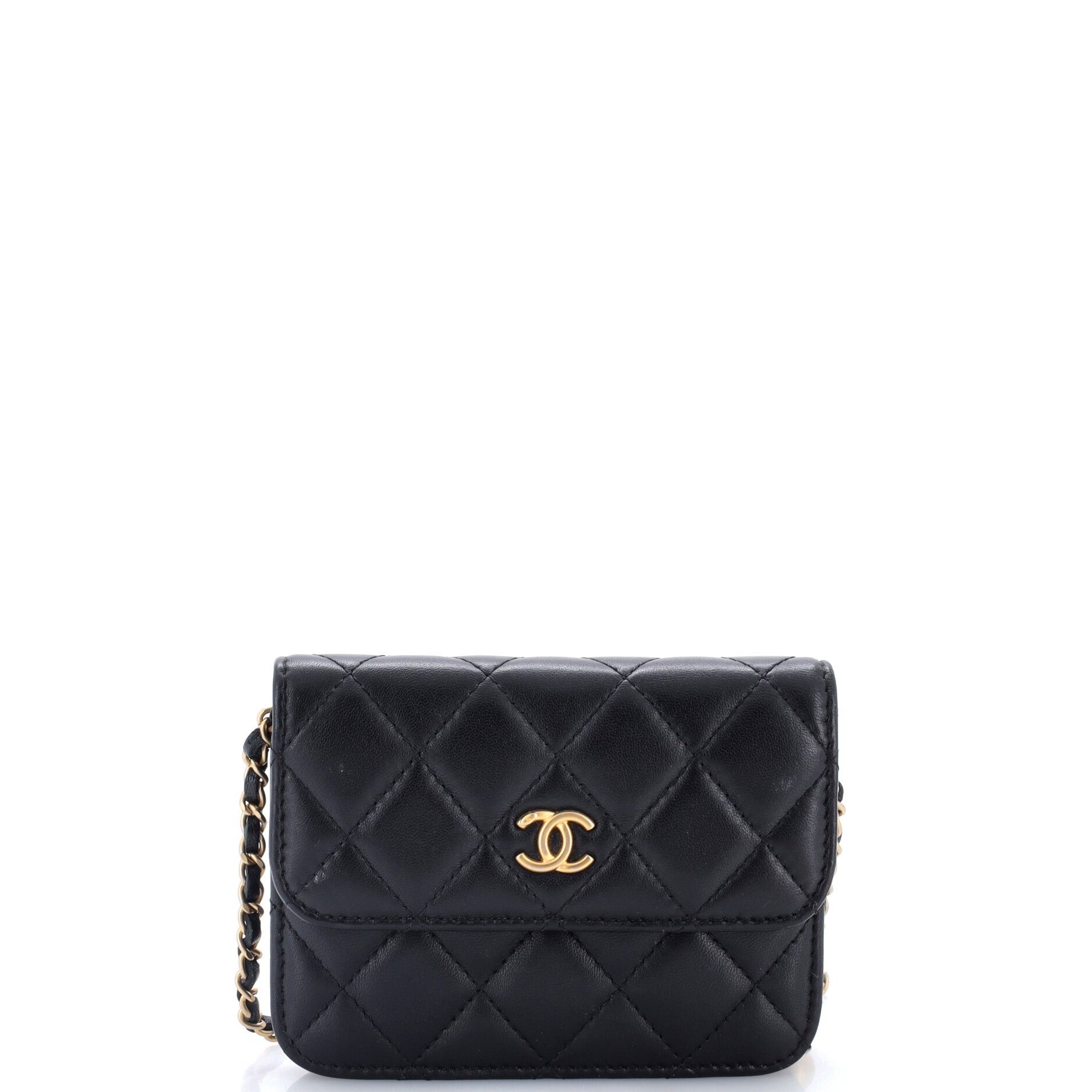 Pearl Crush Flap Clutch with Chain Quilted Lambskin Mini