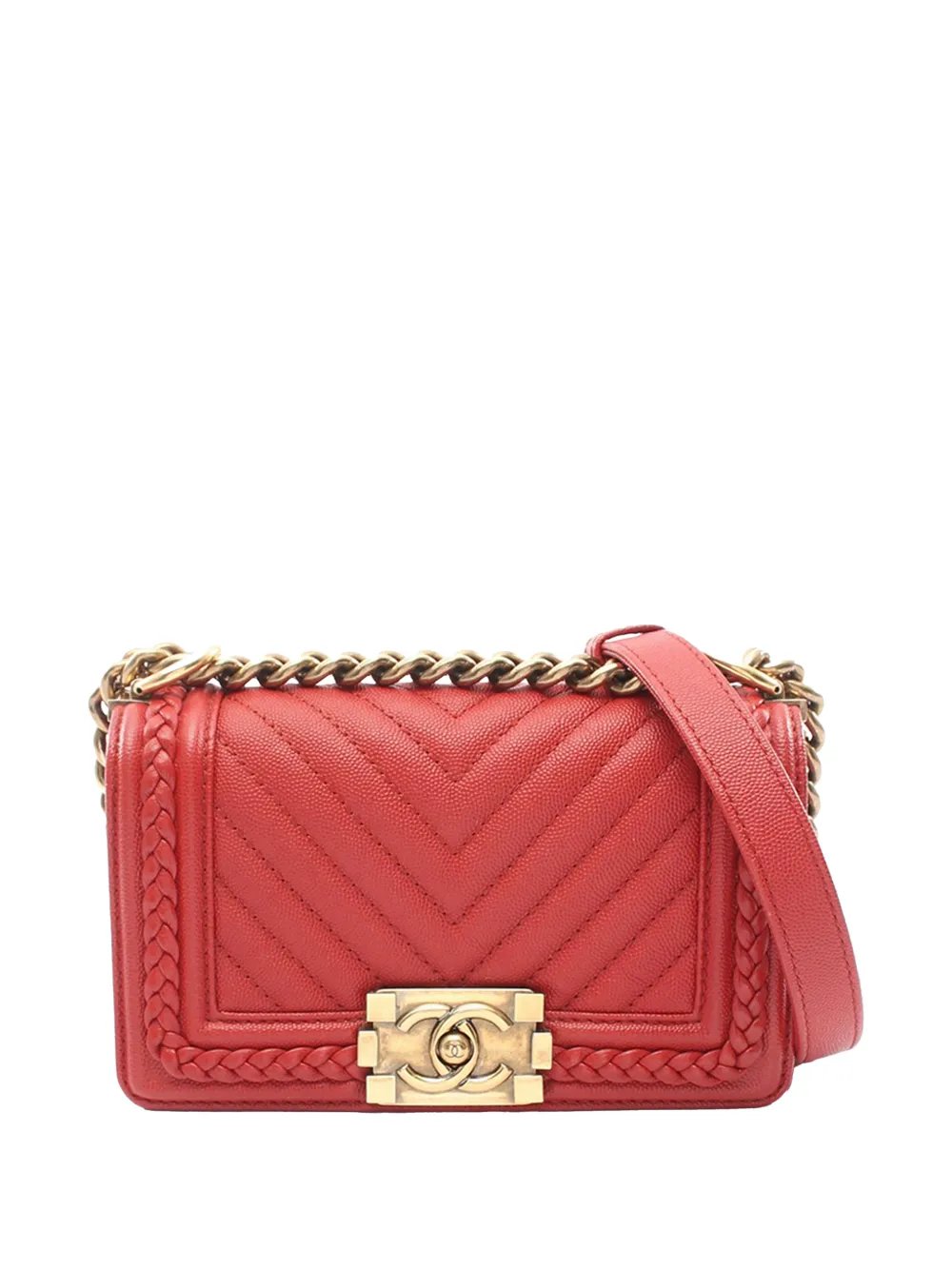 2018 Small Chevron Caviar Braided Boy Flap crossbody bag