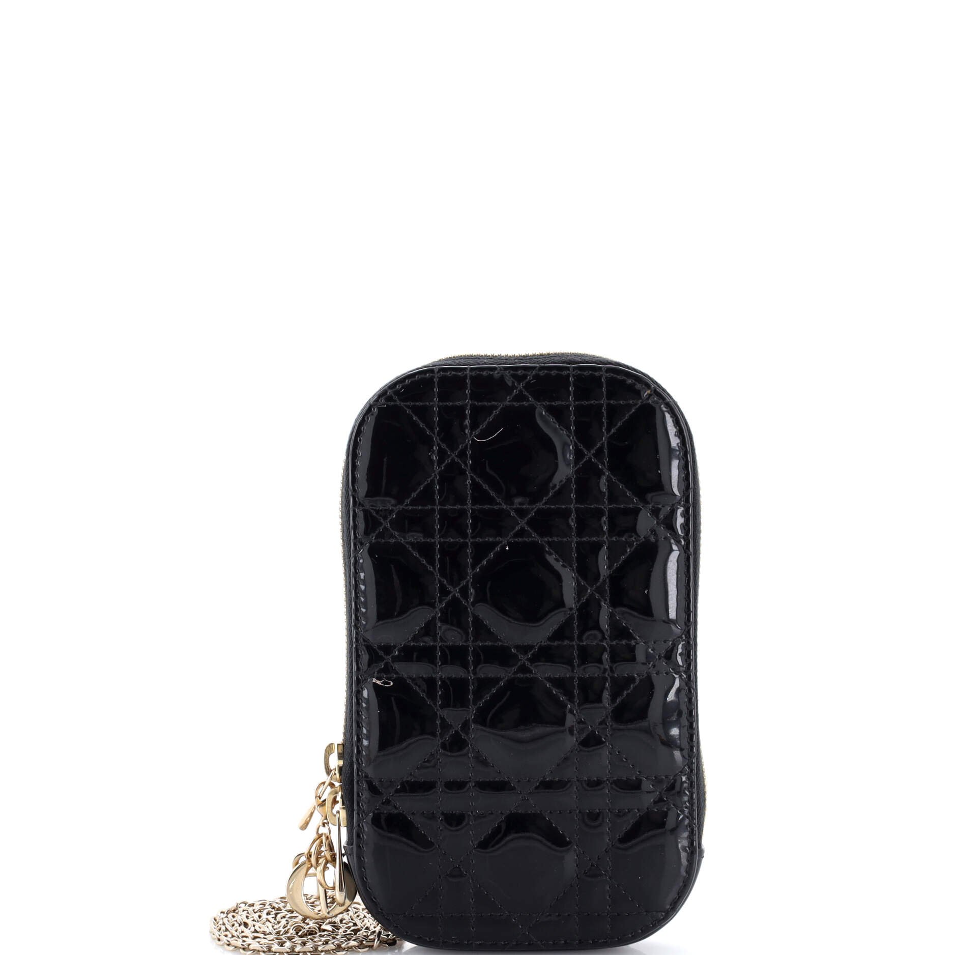 Lady Dior Phone Holder on Chain Cannage Quilt Patent