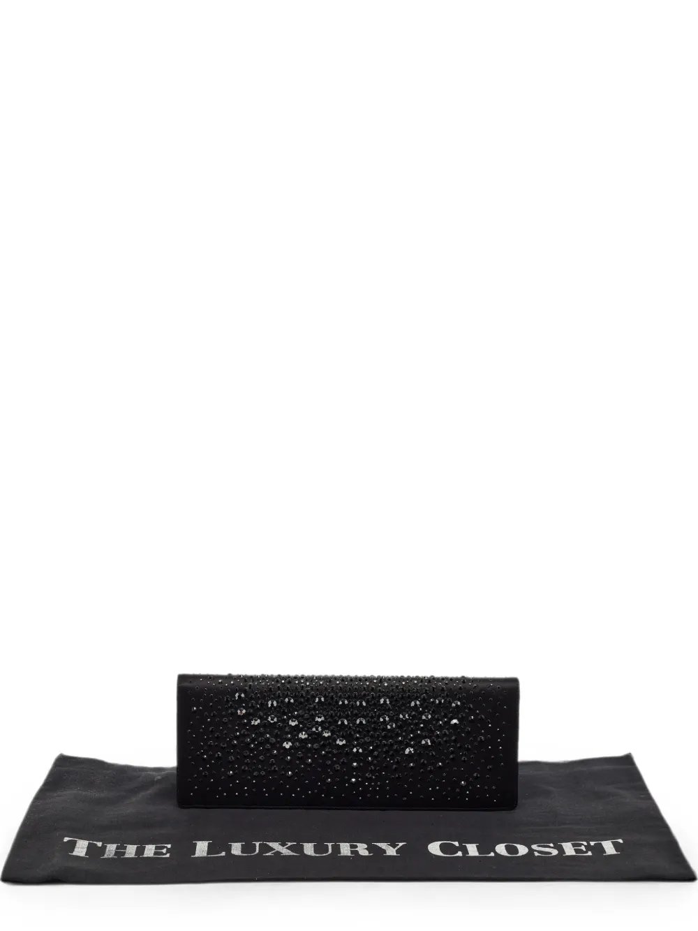 crystal-embellished satin clutch bag