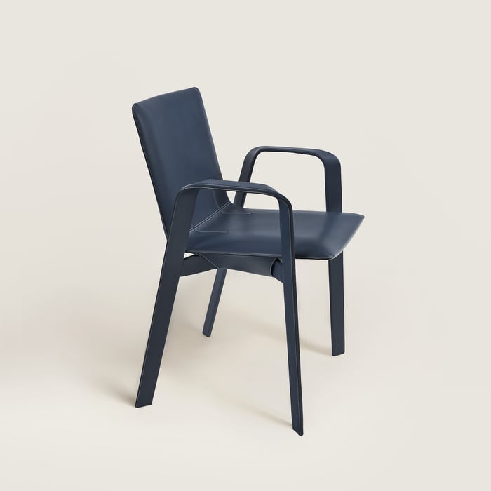 Bleu Marine Chaise Sellier Chair With Armrests