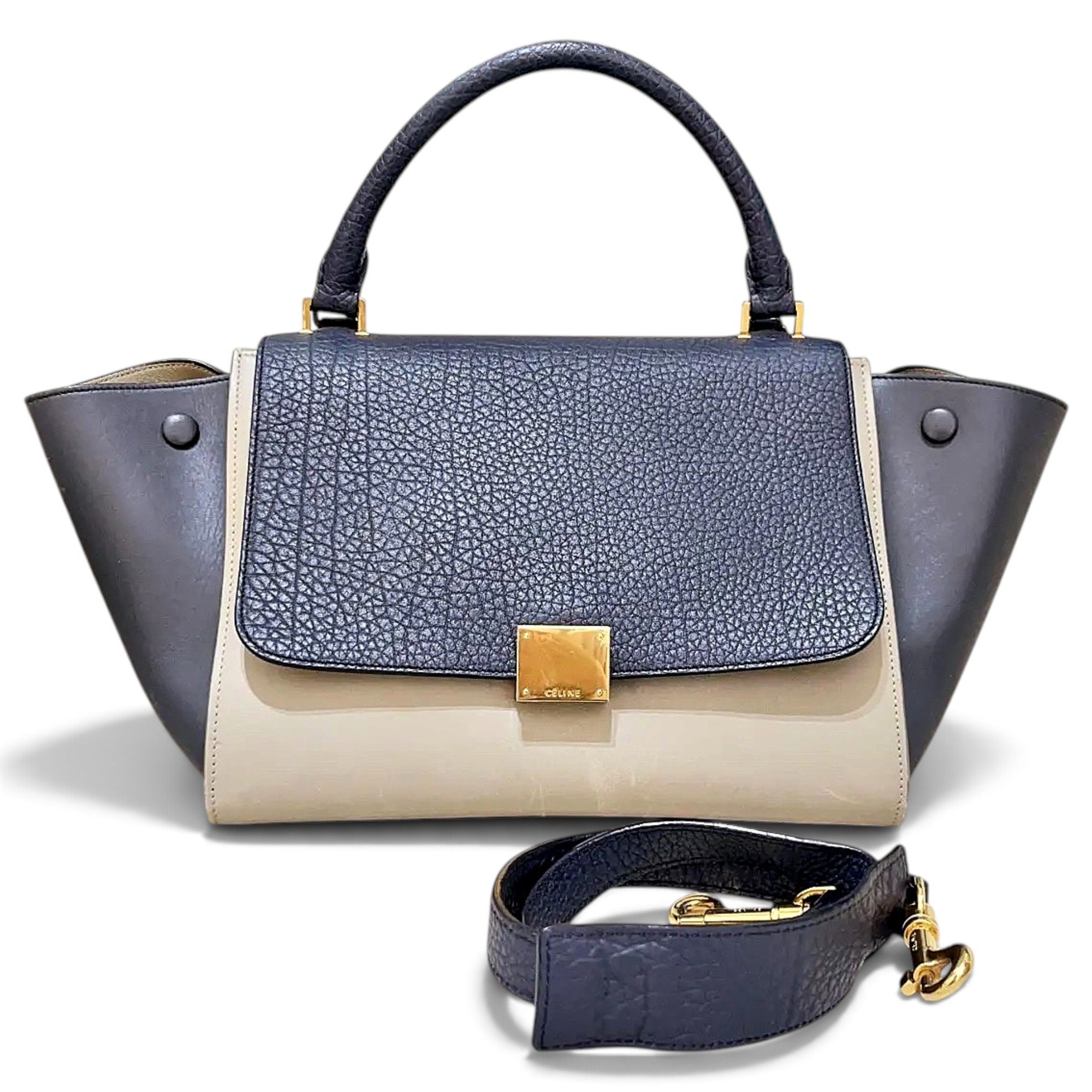 Trapèze leather handbag