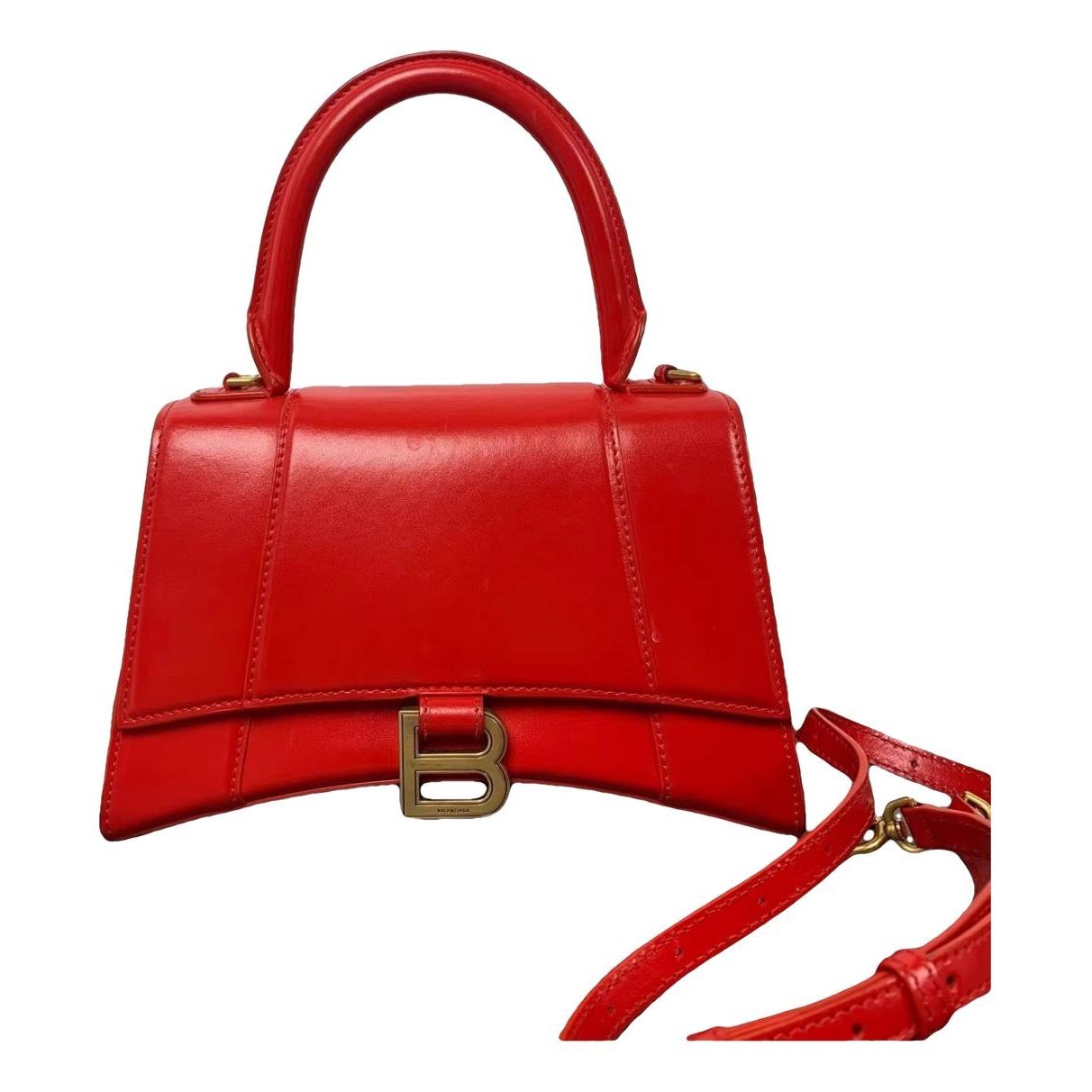Hourglass leather handbag