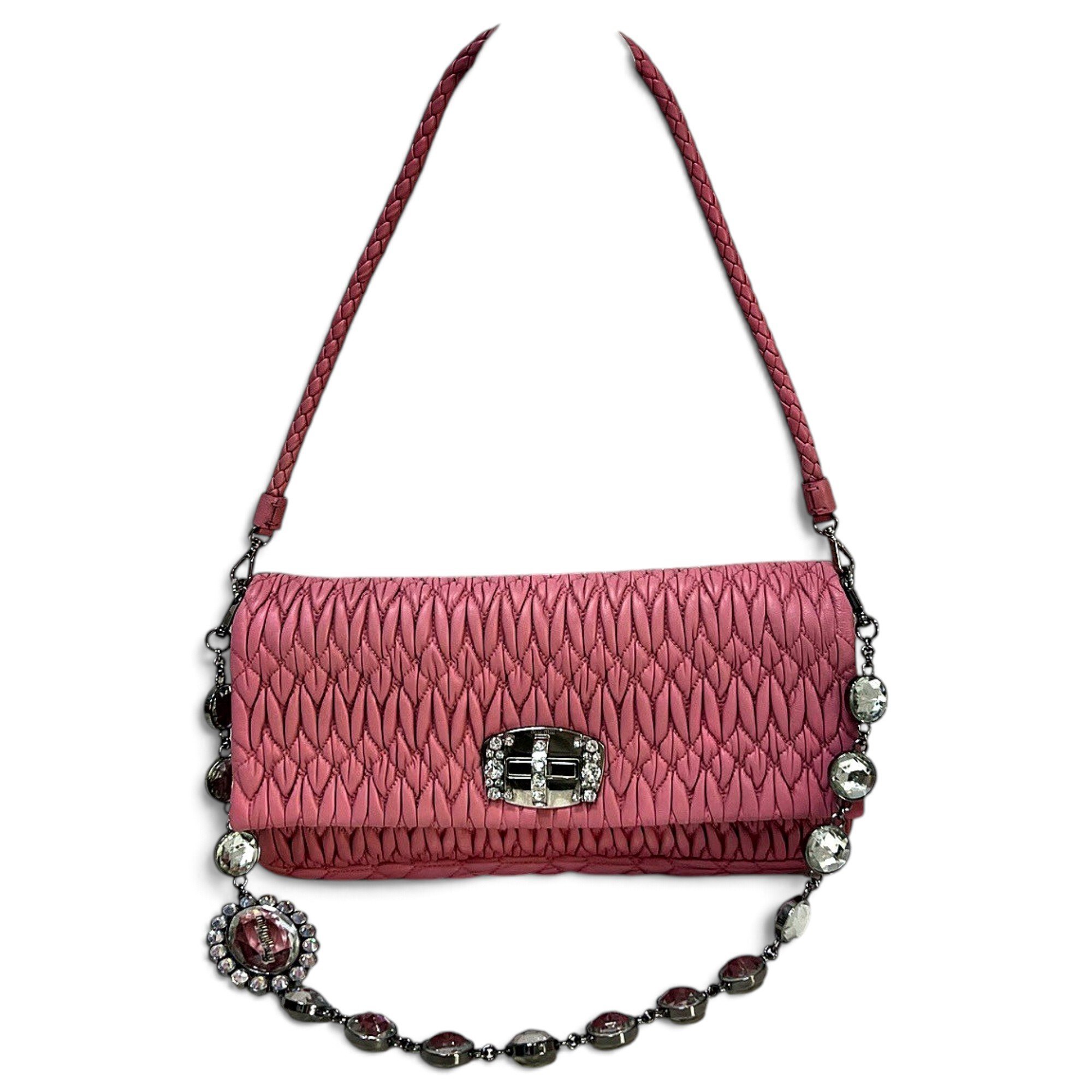 Miu Crystal leather handbag
