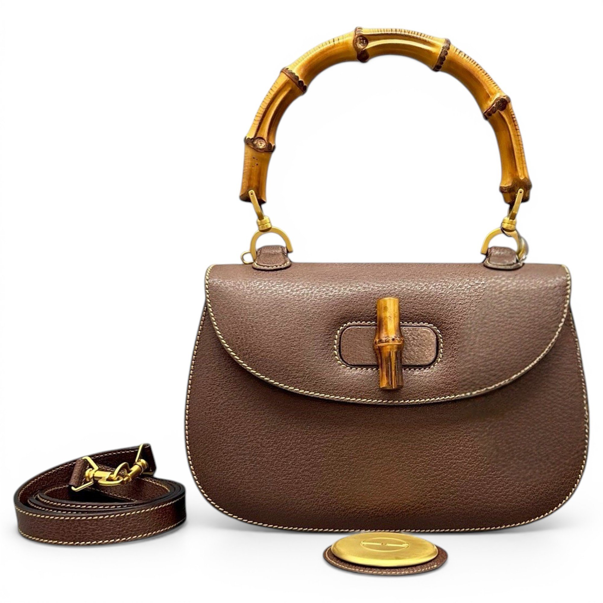 Convertible Bamboo Top Handle leather handbag