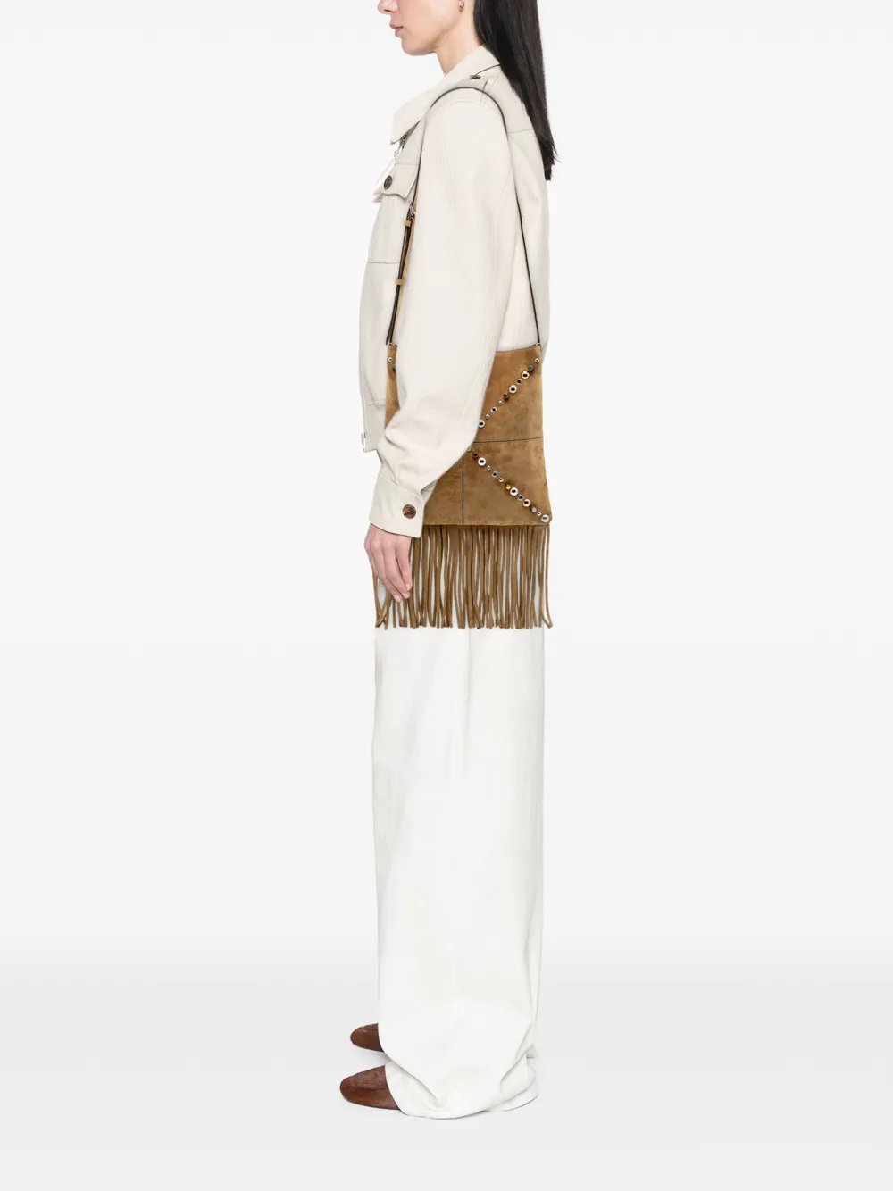 Valentino Garavani 2000-2017 Suede Studded Nellcote Fringe crossbody bag