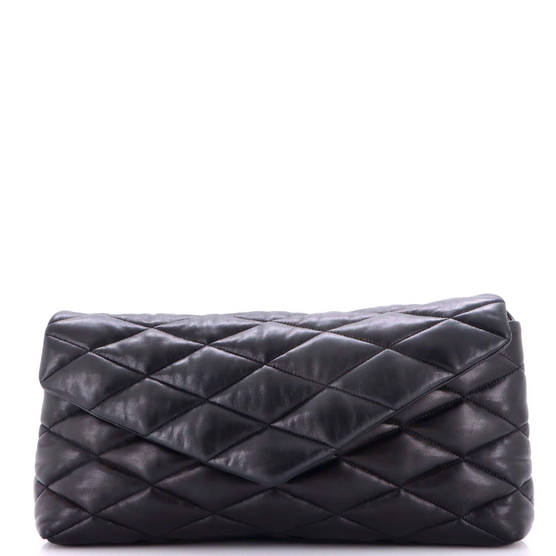 Sade Puffer Envelope Clutch Quilted Leather Large