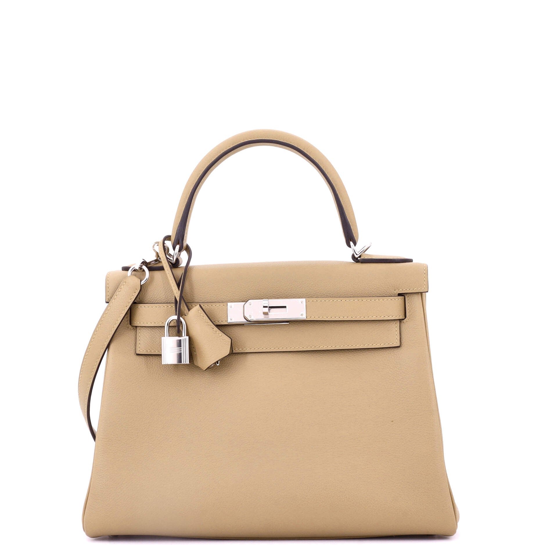 Hermes Kelly Handbag Poussiere Evercolor with Palladium Hardware 28