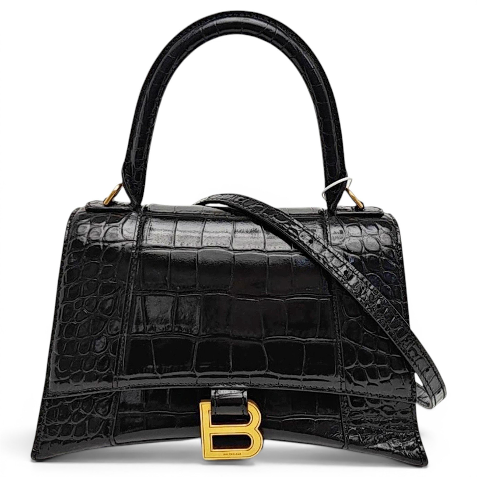 Hourglass leather handbag