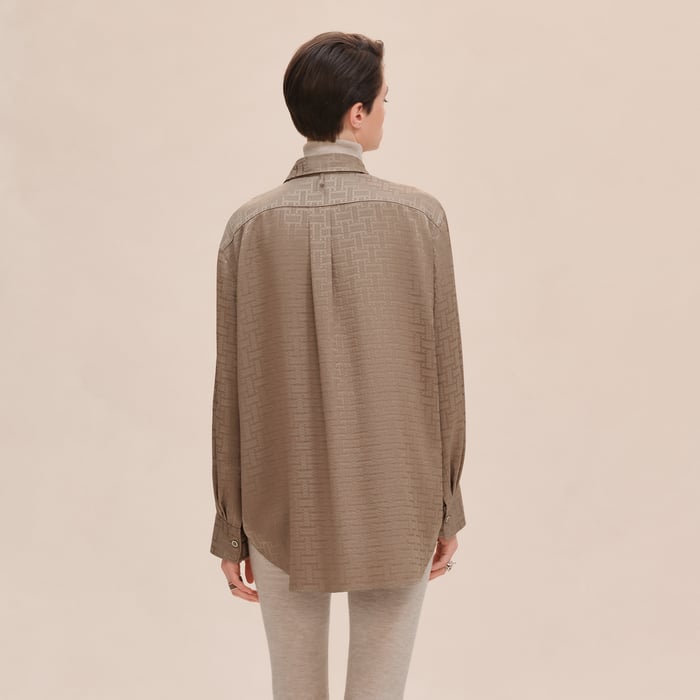 "Mosaique" Ascot Collar Shirt