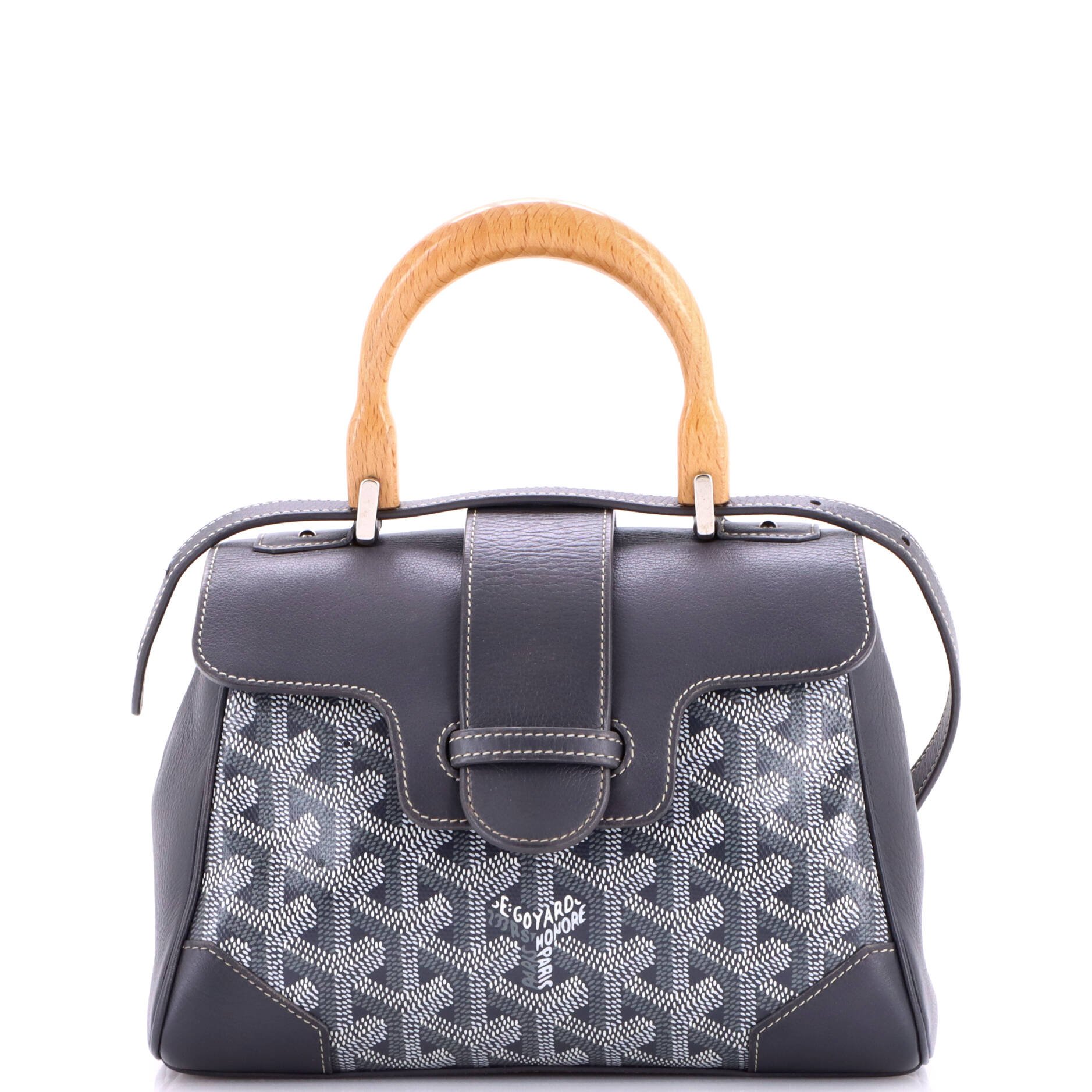Saigon Top Handle Bag Coated Canvas with Leather Mini
