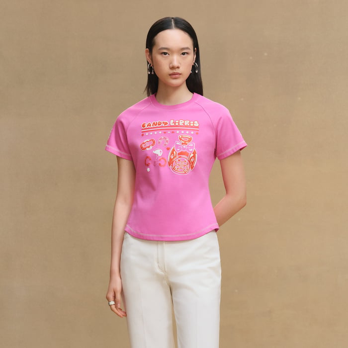 Rose Sakura Printed Micro T-shirt