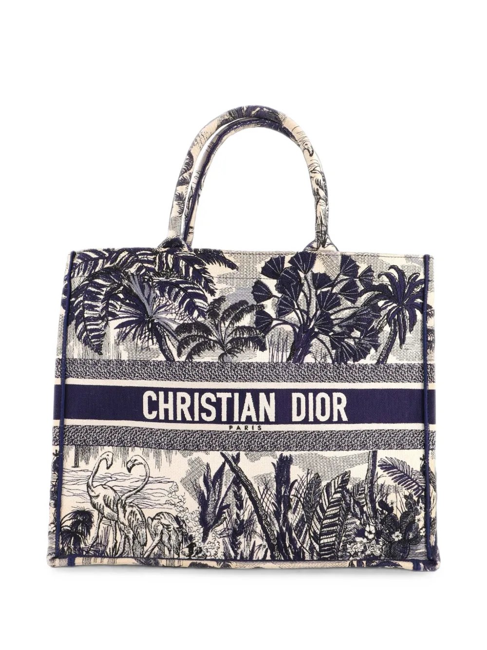 Book Embroidered Canvas Large tote bag