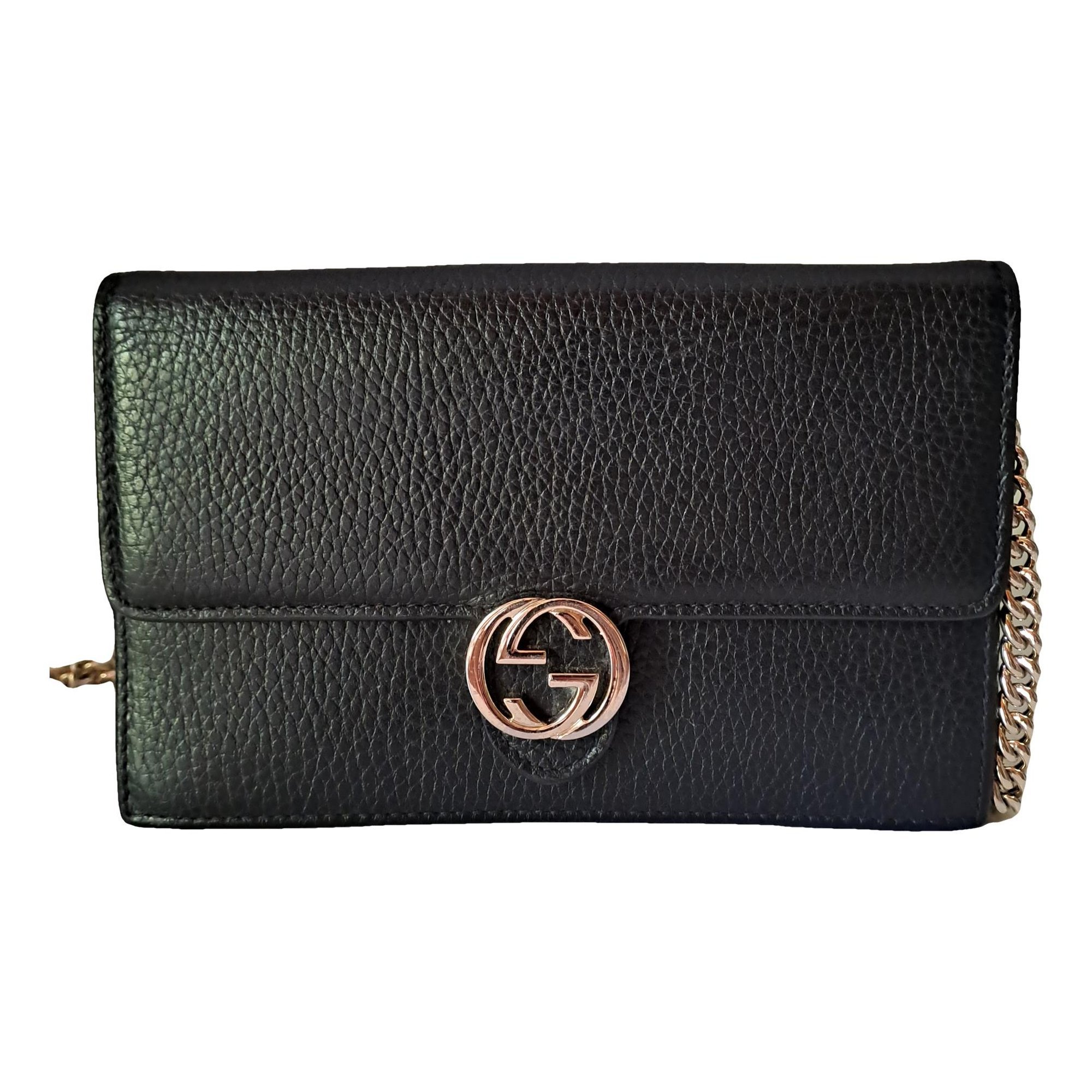 Interlocking leather clutch bag