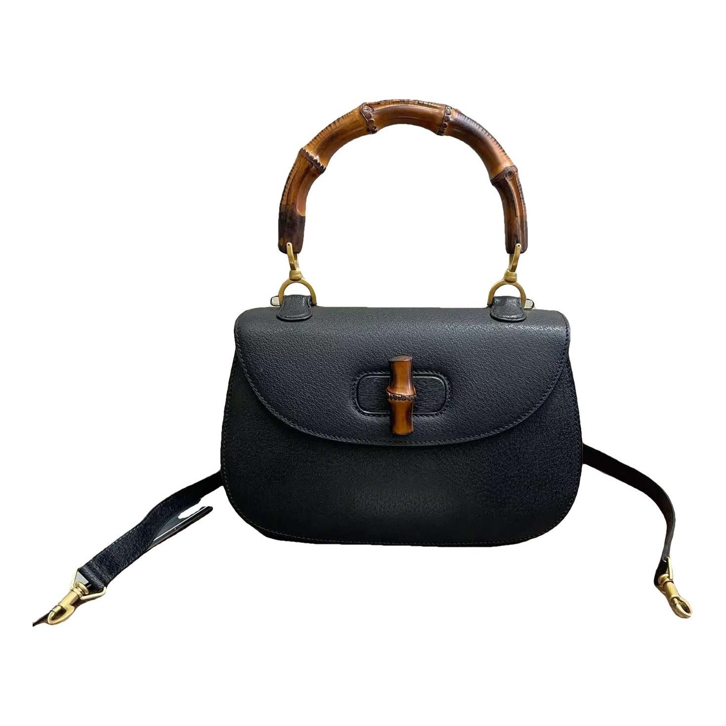Convertible Bamboo Top Handle leather handbag