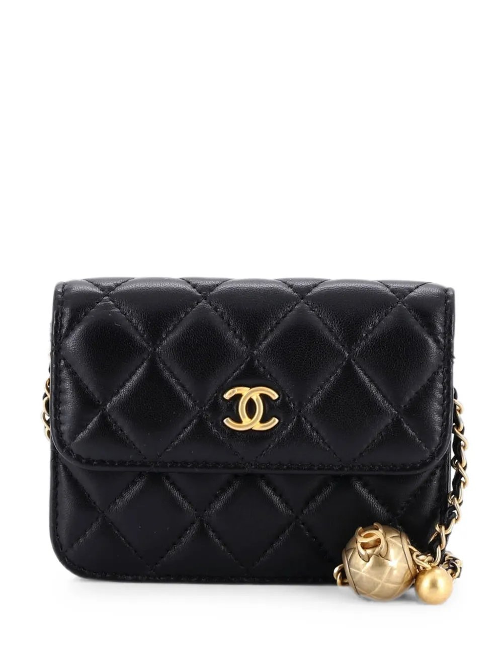 Pearl Crush Flap Clutch with Chain Quilted Lambskin Mini crossbody bag