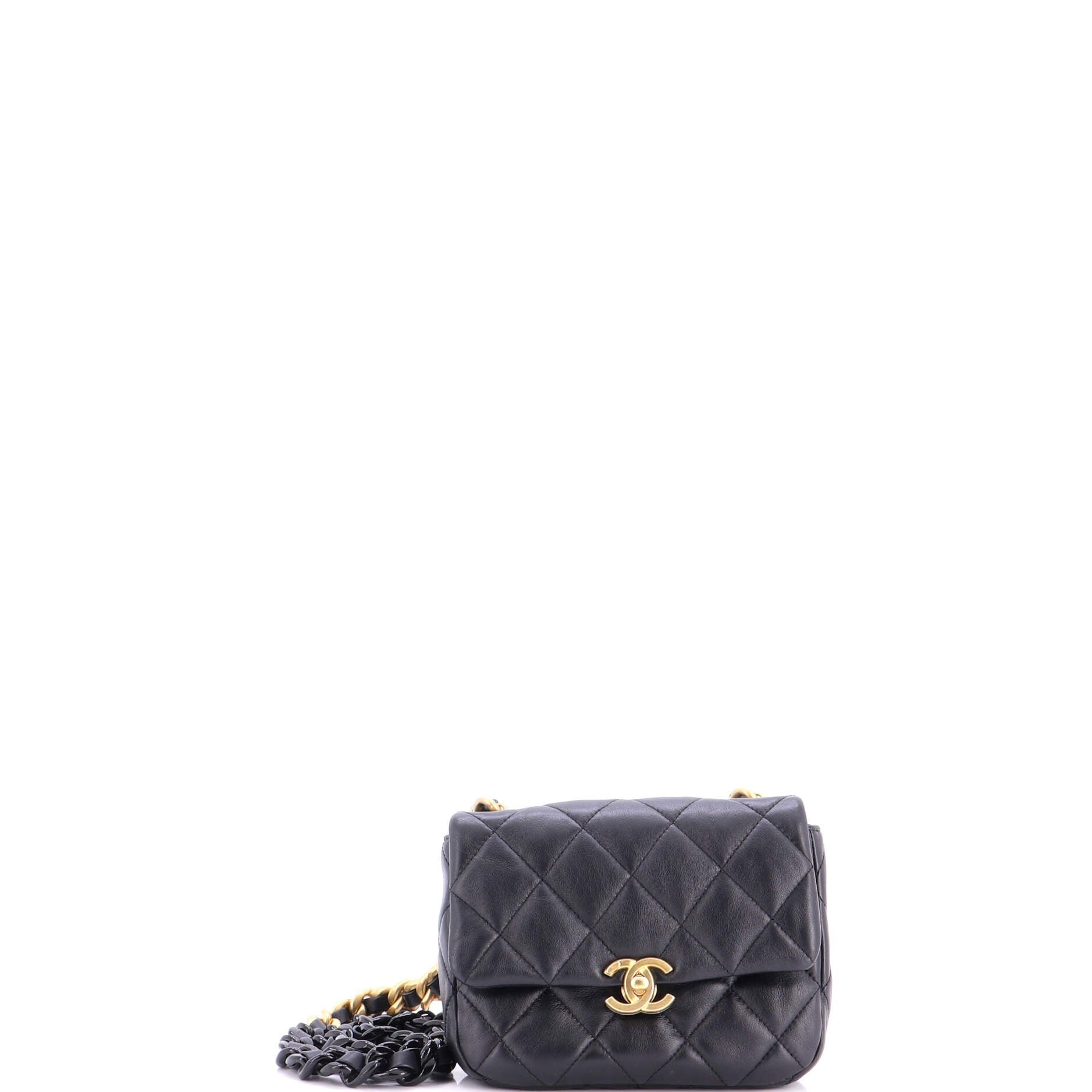 Lacquered Metal CC Flap Bag Quilted Lambskin Mini