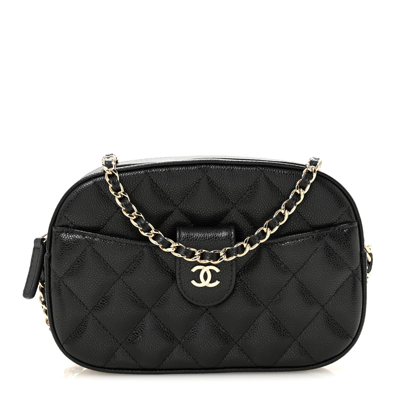 Chanel Caviar Quilted Chain Camera Bag Black