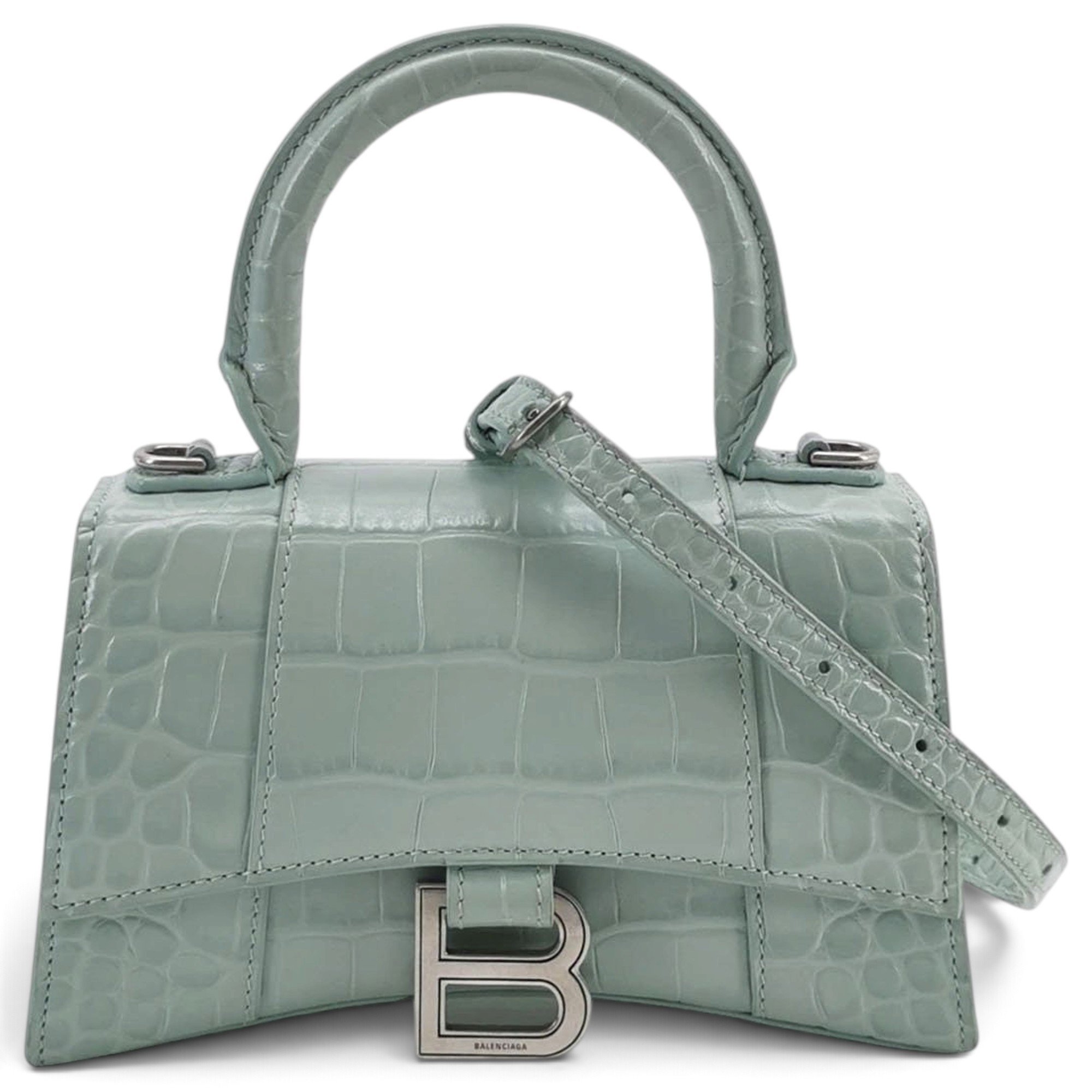 Hourglass leather handbag