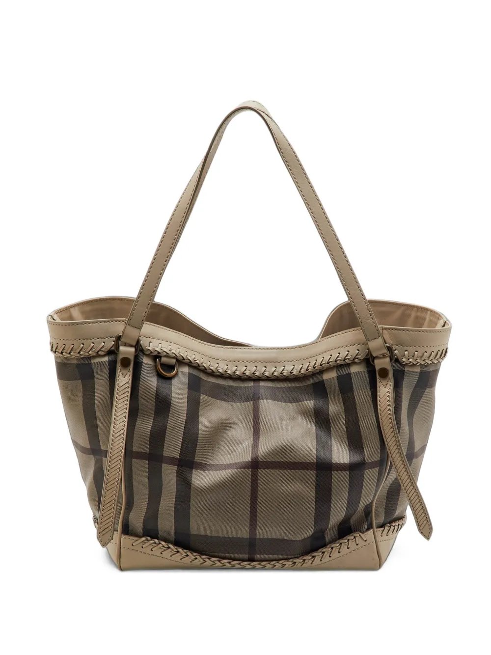 Smoked Check braided-trim tote bag