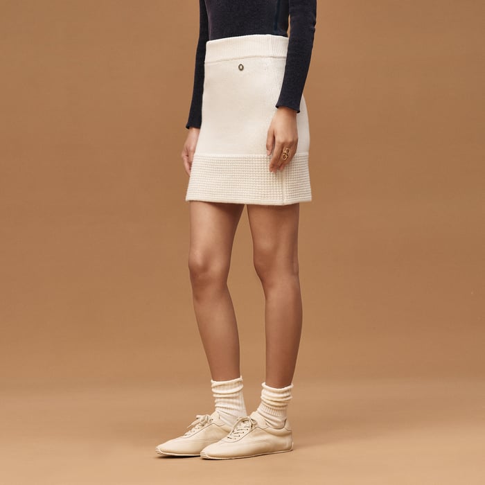 Blanc Naturel Cashmere Short Skirt