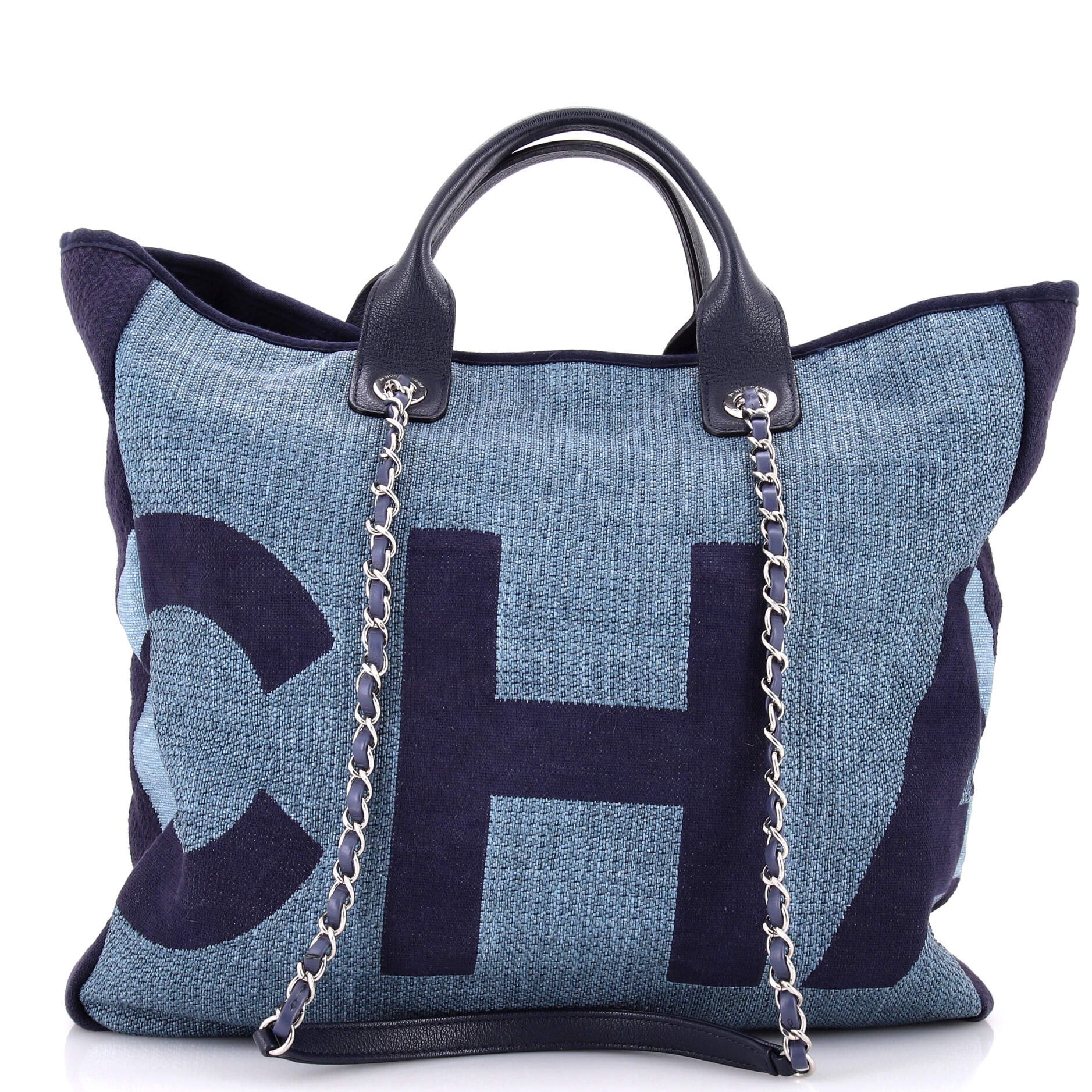 Deauville Logo Shopping Tote Printed Raffia Large