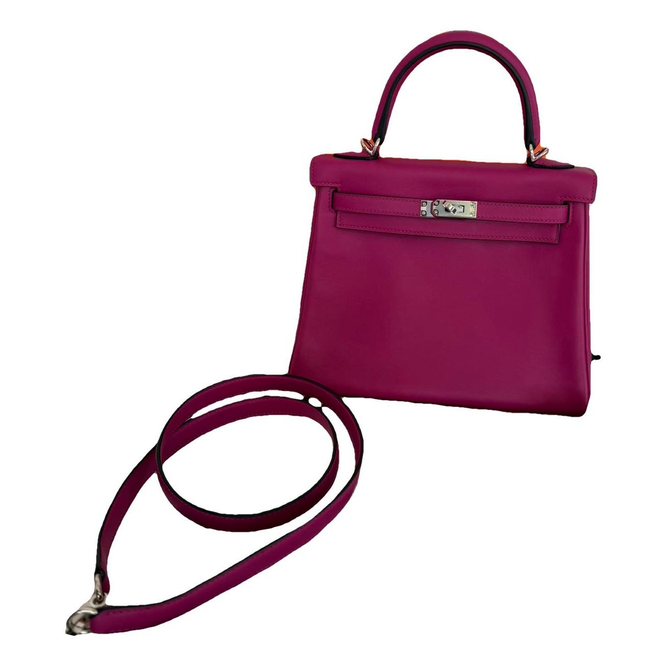 Hermes Kelly 25 Handbag Rose Pourpre Swift Leather