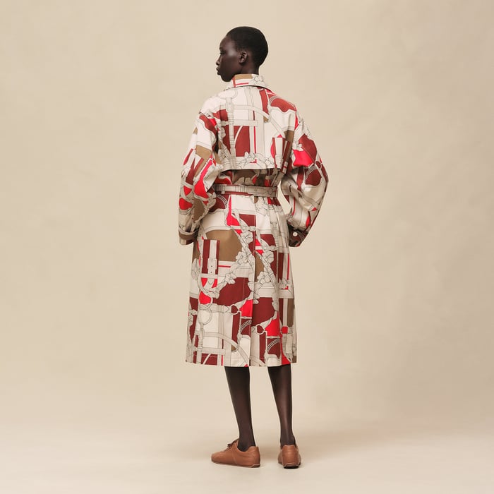 Beige Amande "Grand Manege" Long Trench Coat