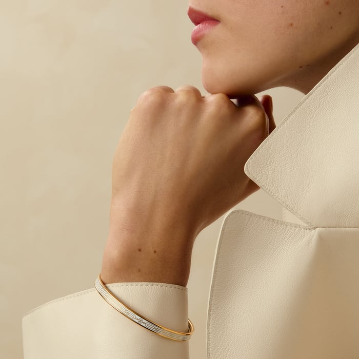 Orfèvre Jaune or Blanc Hermès Sellier Bangle
