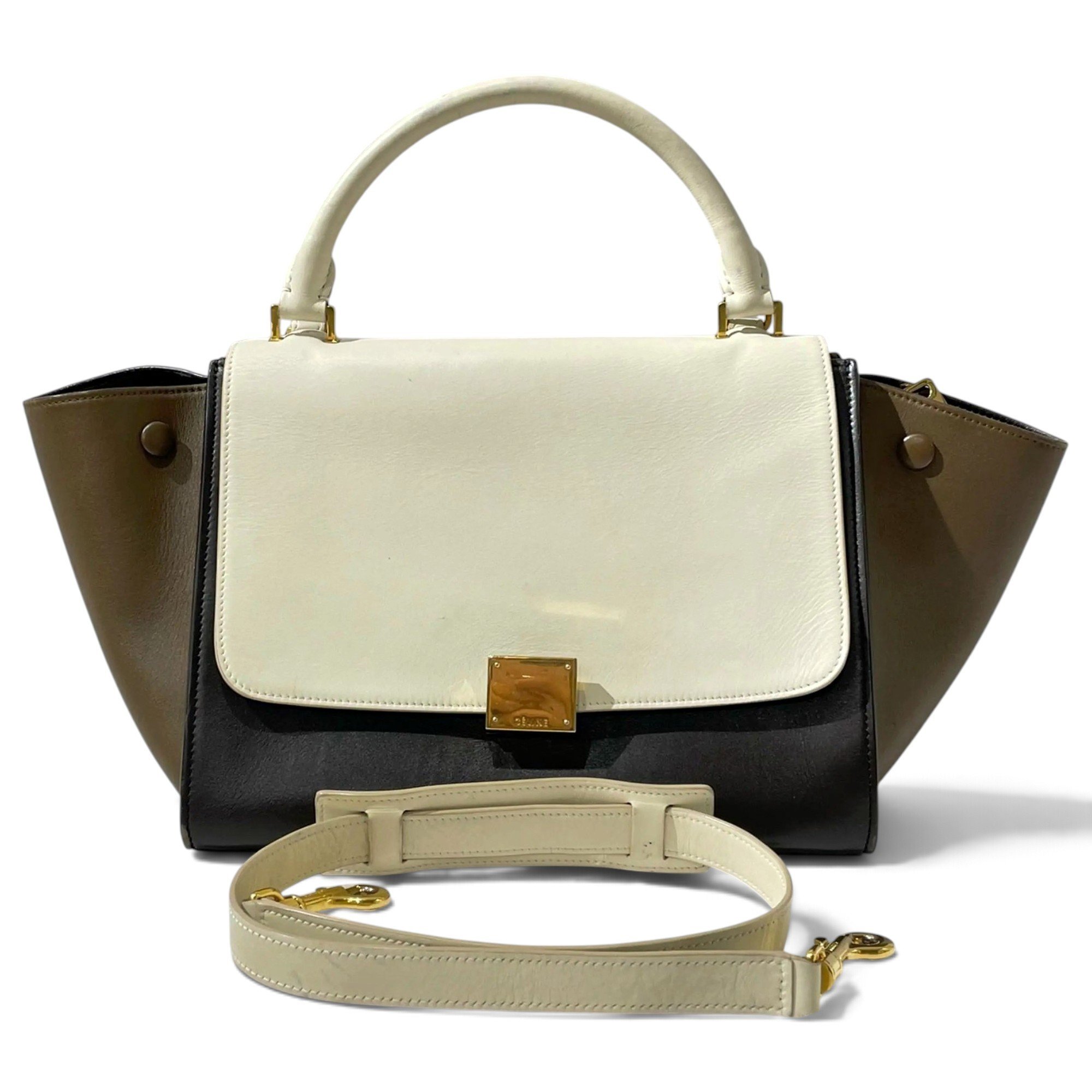 Trapèze leather handbag