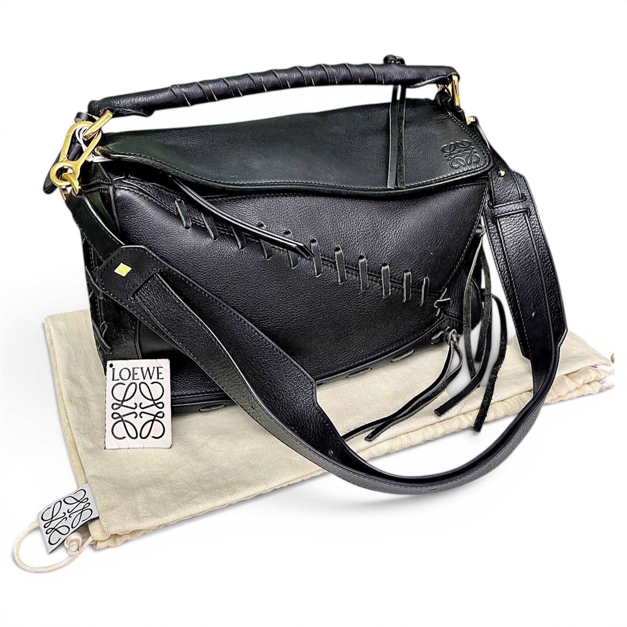 Puzzle leather handbag