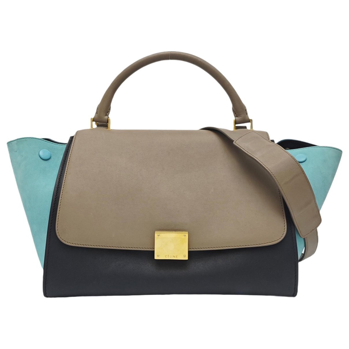 Trapèze leather handbag