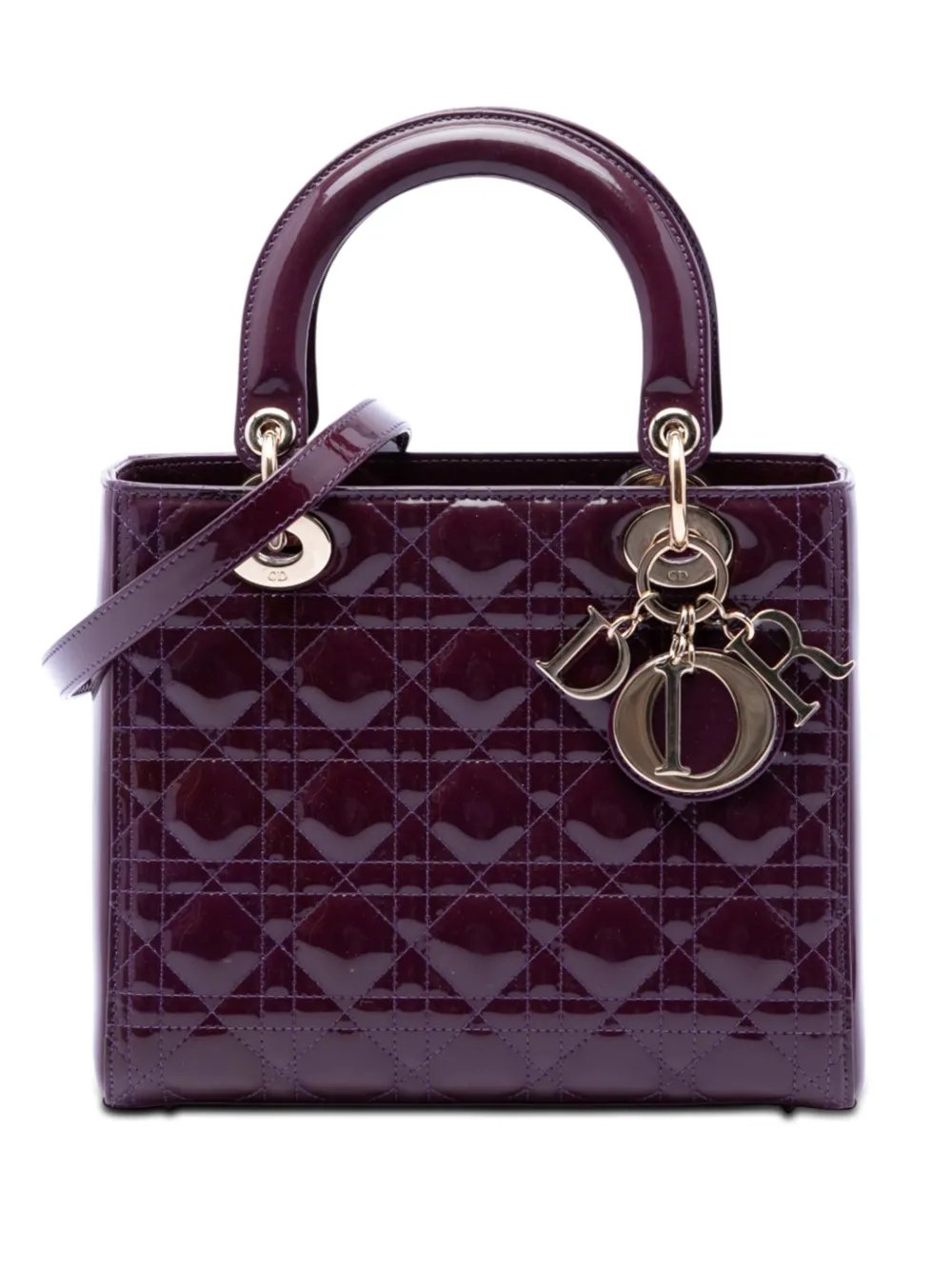 2012 Medium Patent Cannage Lady Dior satchel
