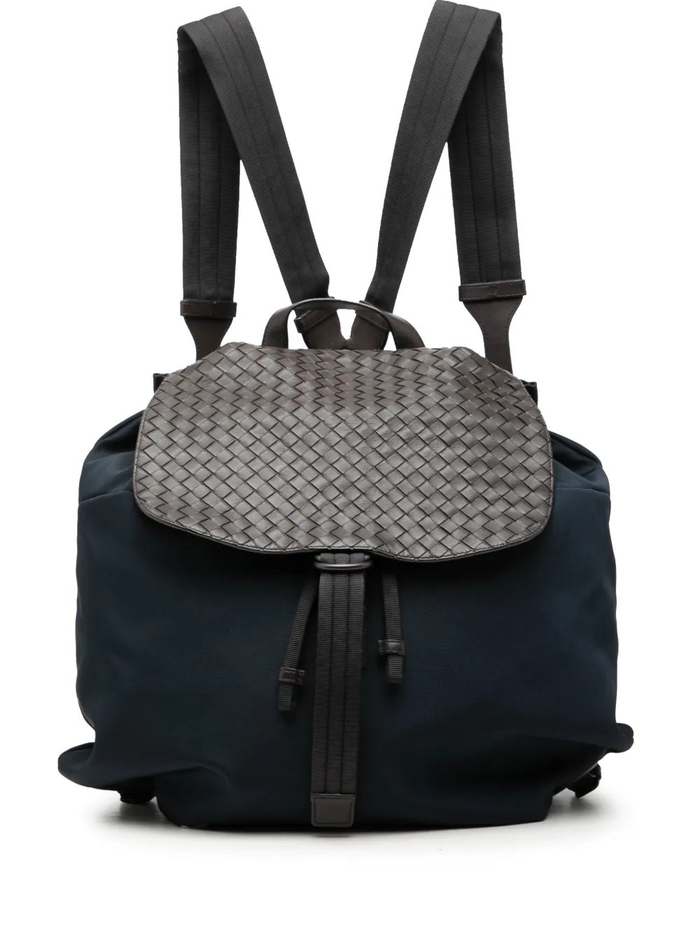 Bottega Veneta 2012-2026 Canvas and Nappa Intrecciato Flap backpack