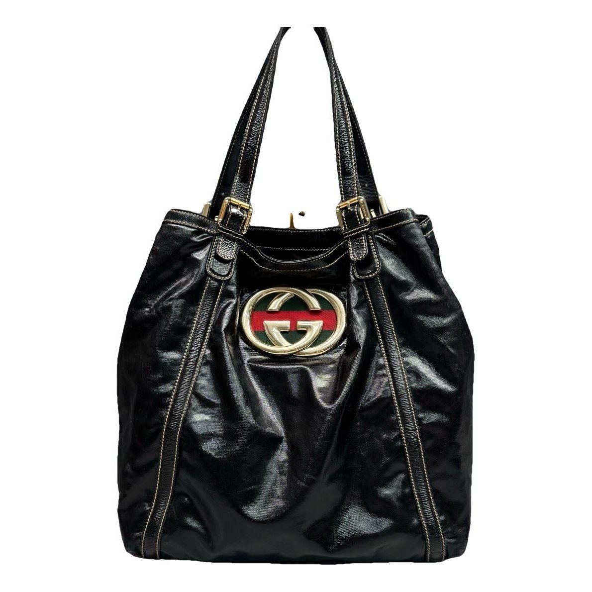 Interlocking leather handbag