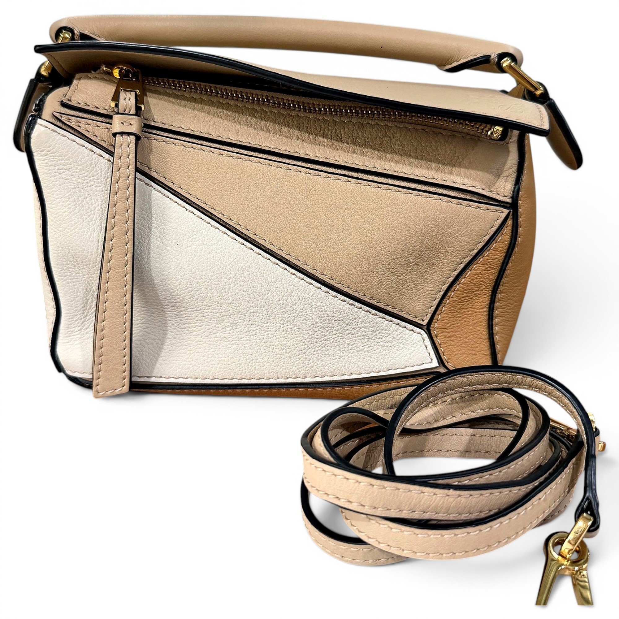Puzzle leather handbag