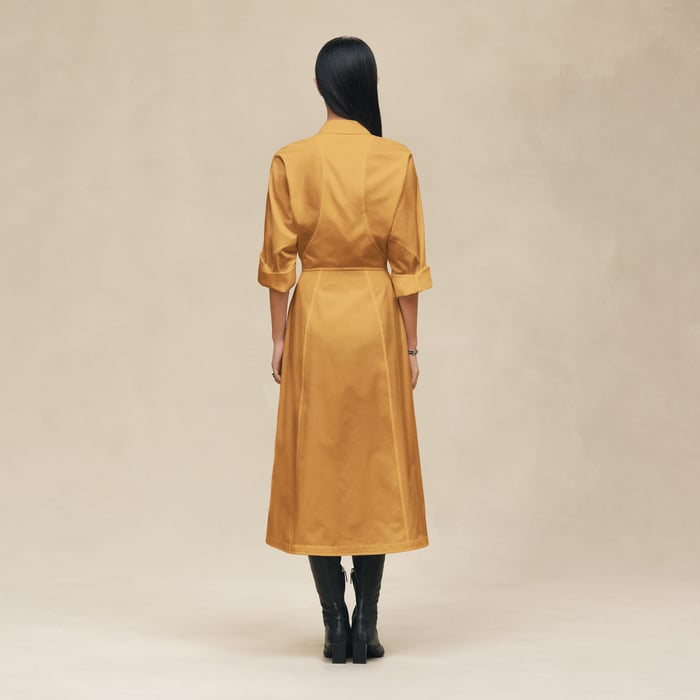 Marron Ocre Equestrian Shirt Dress