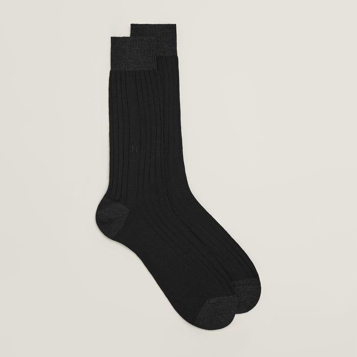 Noir "H" Embroidery Socks