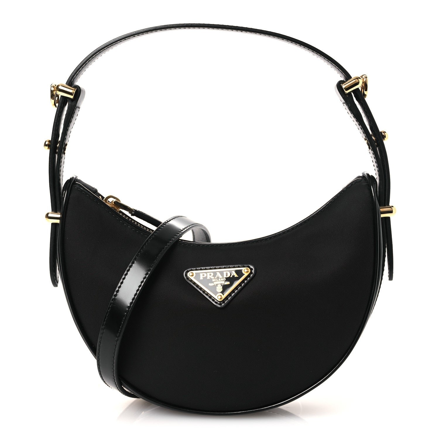 Prada Re-Nylon Spazzolato Mini Arque Shoulder Bag Black