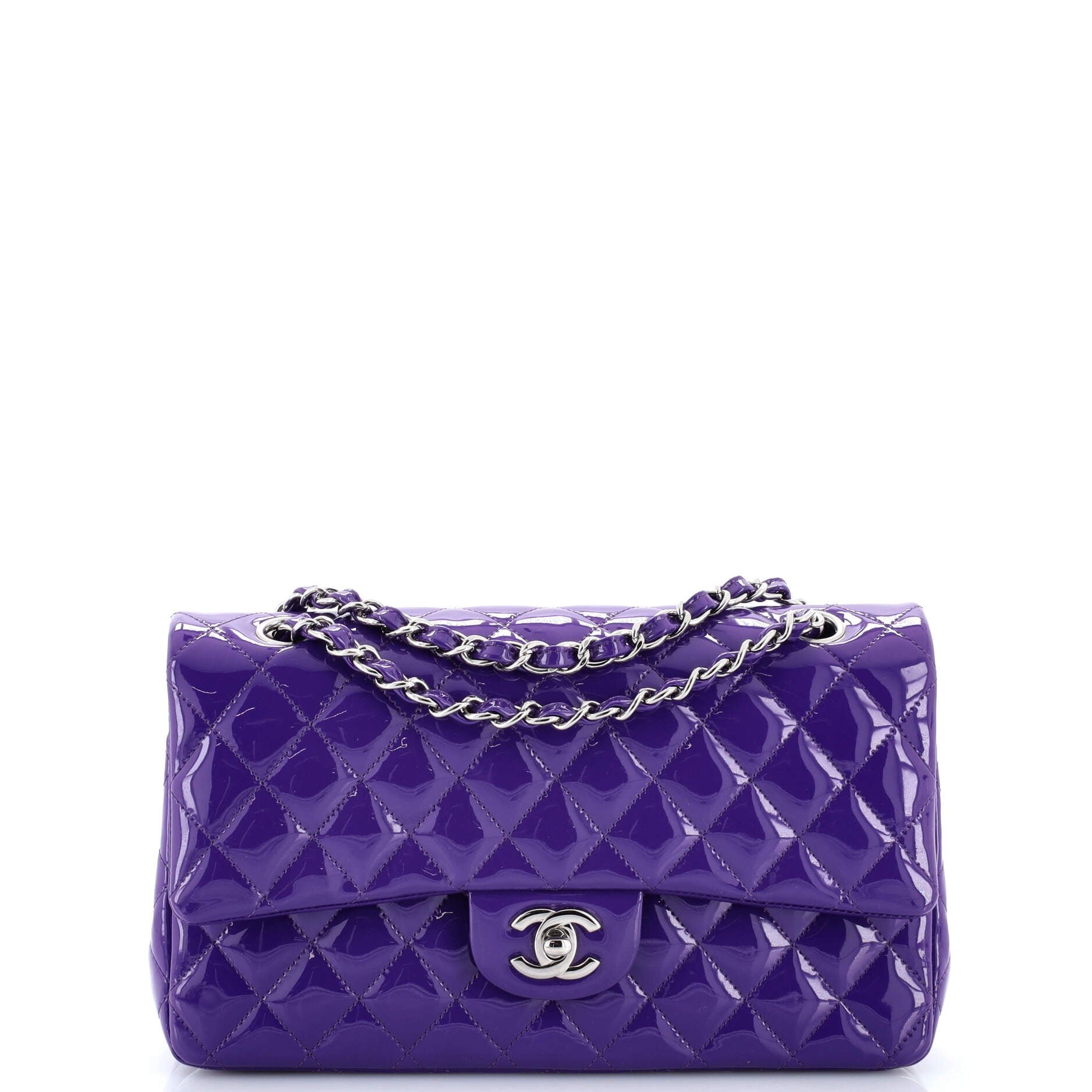 Chanel Classic Double Flap Bag Quilted Patent Medium