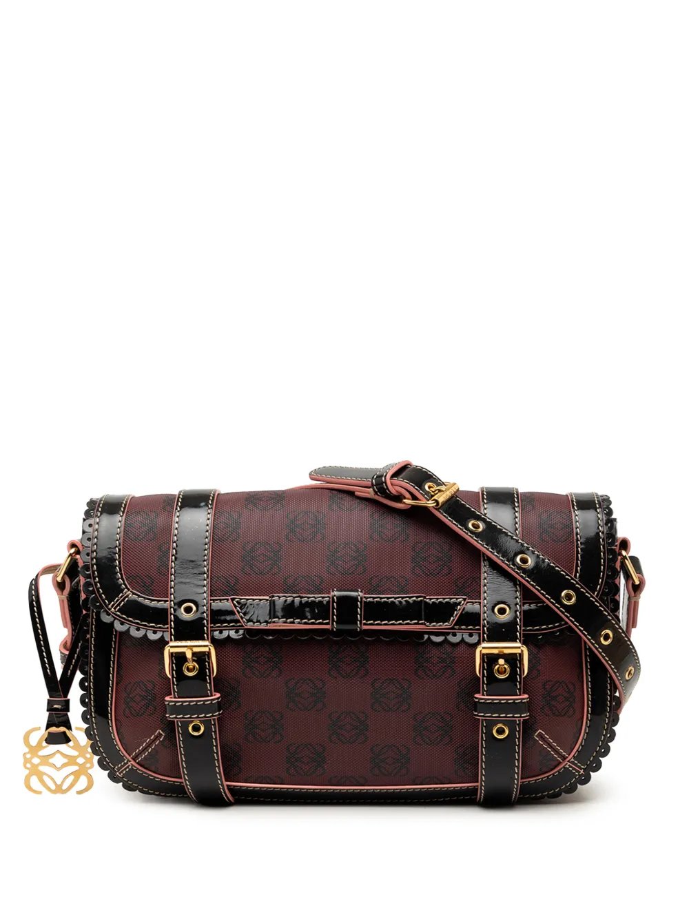 2006 Sequin Trimmed Anagram PVC Coated Canvas Double Buckle Flap shoulder bag