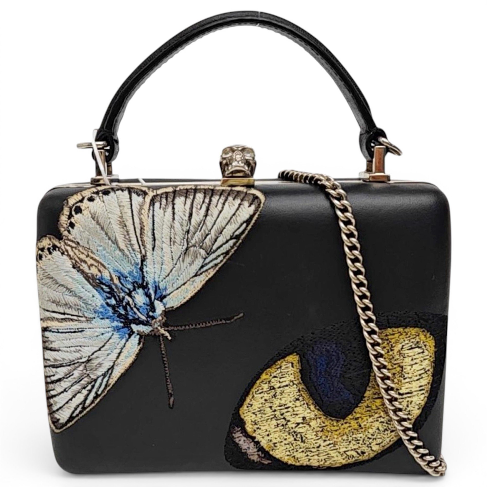 Skull leather clutch bag