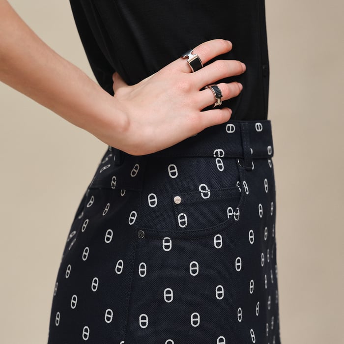 Bleu Marine "Chaine d'Ancre" Denim Miniskirt