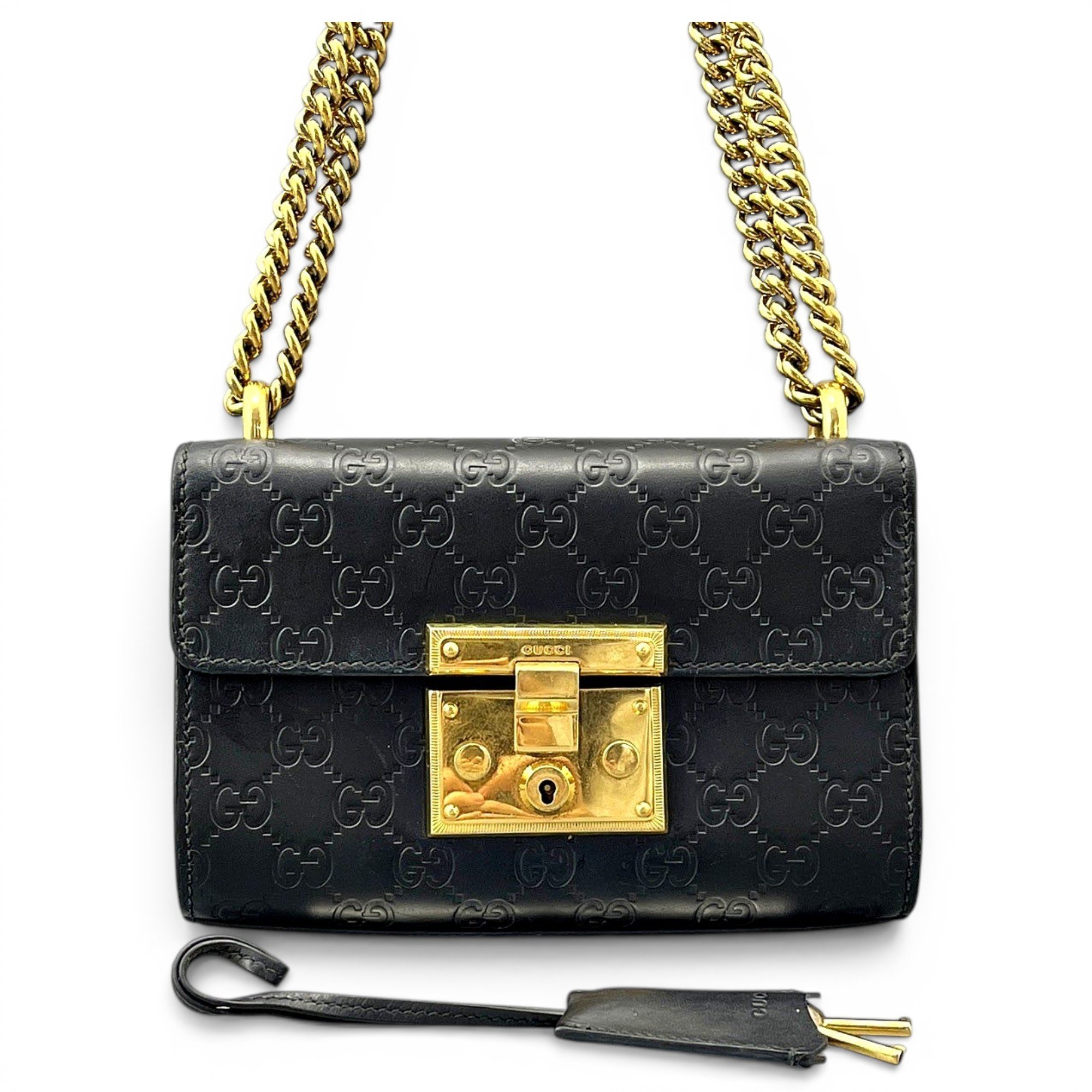Padlock leather handbag