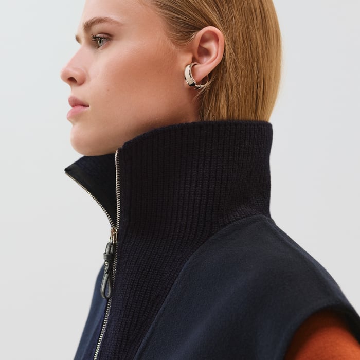 Bleu Noir Cashmere Full-zip Vest