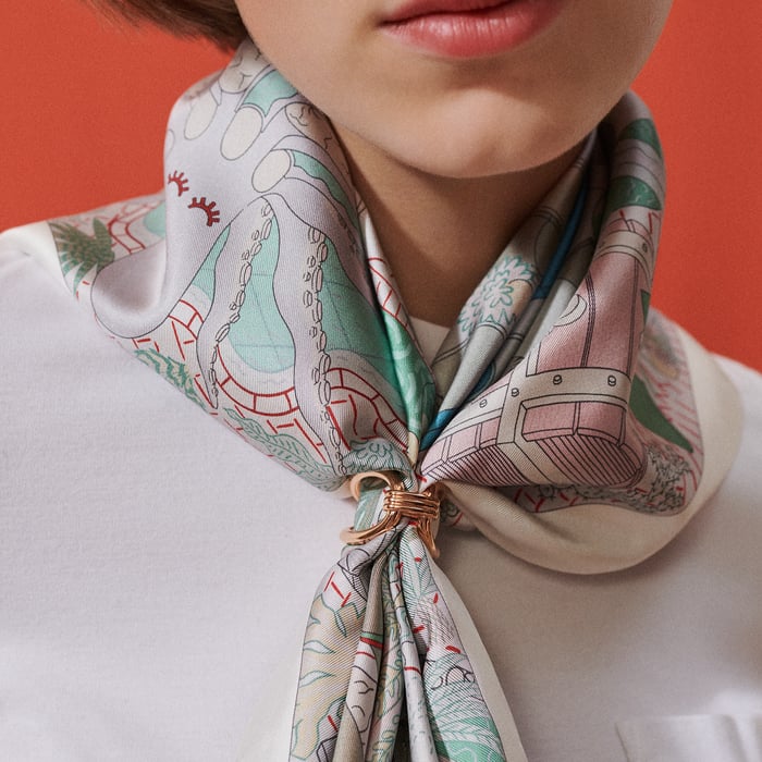 Plaqué or Rose Noeud De H Scarf 90 Ring
